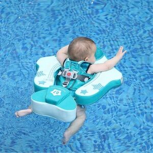 Grow With Me Teal Airplane Baby Toddler Pool Float with Fin Swimmer